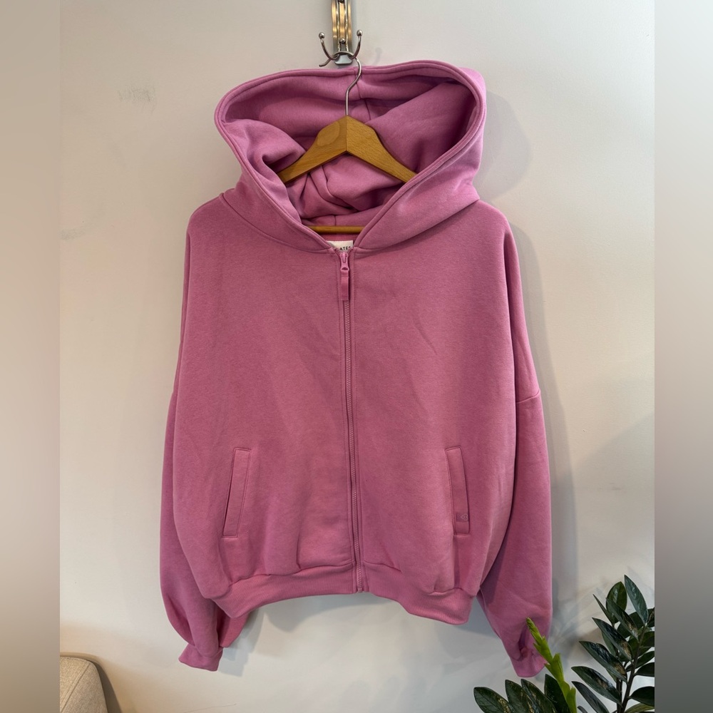 Blogilates Women's Marshmallow Full Zip Hooded Sweatshirt, Bubblegum Pink, NWT